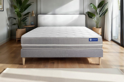Ensemble Matelas Sommier 130x190 cm - Sommier Gris (en kit) - Actiflex Touch