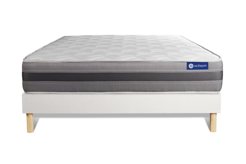 Ensemble Matelas Sommier 130x210 cm - Sommier Blanc (en kit) - Actilatex Relax