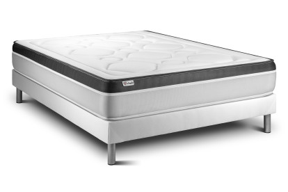 Ensemble Matelas Sommier 150x200 cm - Sommier Blanc (en kit) - Vital Ergo