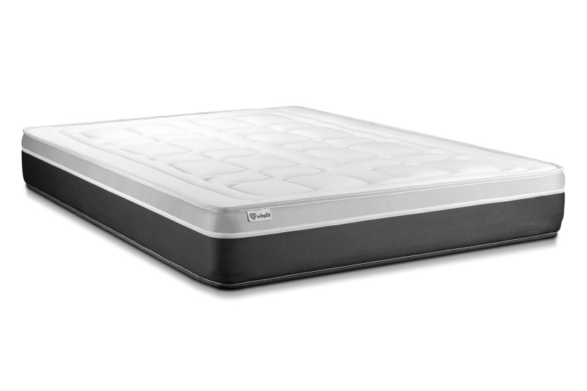 Ensemble Matelas Sommier 150x190 cm - Sommier Blanc (en kit) - Vital Soft