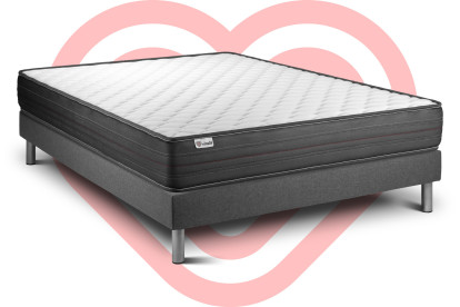 Ensemble Matelas Sommier 135x190 cm - Sommier Gris (en kit) - Vitalpower