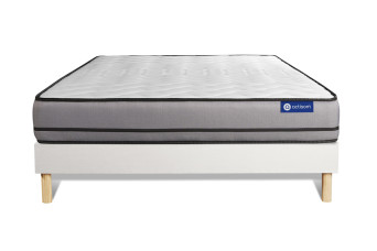 Ensemble Matelas Sommier 130x210 cm - Sommier Blanc (en kit) - Actimemo Night