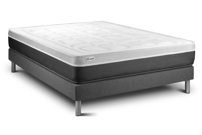 Ensemble Matelas Sommier 135x200 cm - Sommier Gris (en kit) - Vital Soft