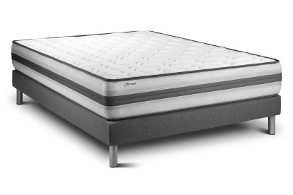 Ensemble Matelas Sommier 150x190 cm - Sommier Gris (en kit) - Vitalpower Recover