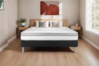 Ensemble Matelas Sommier 140x220 cm - Sommier Noir (en kit) - Vital Relax