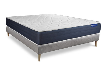 Ensemble Matelas Sommier 130x190 cm - Sommier Gris (en kit) - Actiflex Sleep