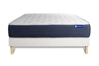 Ensemble Matelas Sommier 150x190 cm - Sommier Blanc (en kit) - Actimemo Sleep
