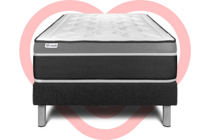 Ensemble Matelas Sommier 120x190 cm - Sommier Noir (en kit) - Vital Care