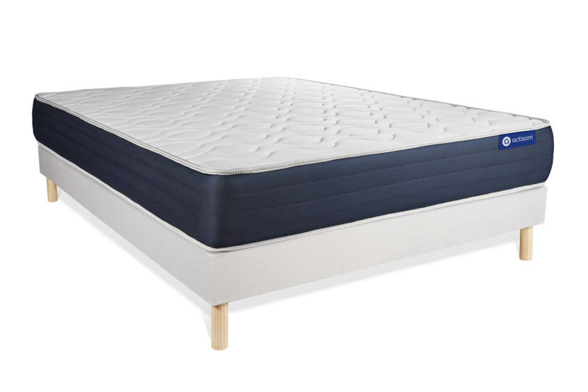 Ensemble Matelas Sommier 120x220 cm - Sommier Blanc (en kit) - Actiflex Sleep