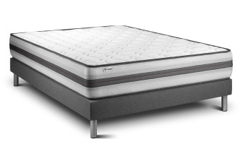 Ensemble Matelas Sommier 135x200 cm - Sommier Gris (en kit) - Vitalpower Recover