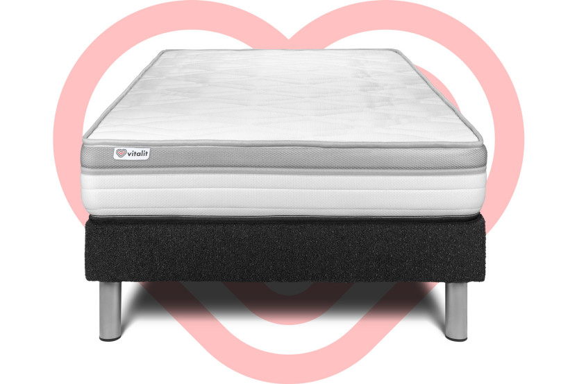 Ensemble Matelas Sommier 120x200 cm - Sommier Noir (en kit) - Vital Relax
