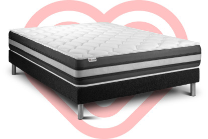 Ensemble Matelas Sommier 150x190 cm - Sommier Noir (en kit) - Vitalspring Zen