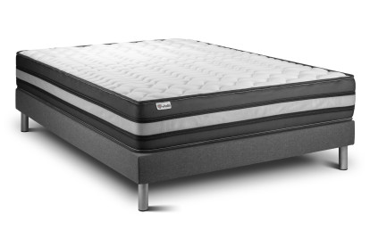 Ensemble Matelas Sommier 135x190 cm - Sommier Gris (en kit) - Vital Power Zen