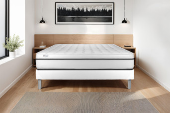 Ensemble Matelas Sommier 150x190 cm - Sommier Blanc (en kit) - Vital Spa