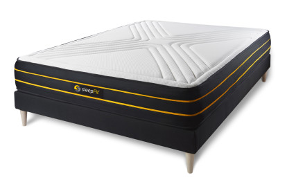 Ensemble Matelas Sommier 120x190 cm - Sommier Noir (en kit) - Ultra