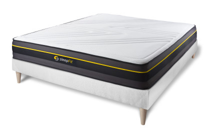 Ensemble Matelas Sommier 140x210 cm - Sommier Blanc (en kit) - Active
