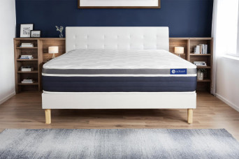Ensemble Matelas Sommier 150x190 cm - Sommier Blanc (en kit) - Actiflex Confort