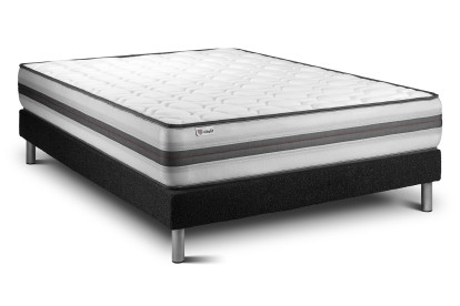 Ensemble Matelas Sommier 150x200 cm - Sommier Noir (en kit) - Vitalpower Recover