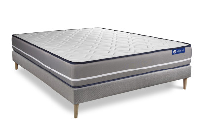 Ensemble Matelas Sommier 120x195 cm - Sommier Gris (en kit) - Actimemo Pur