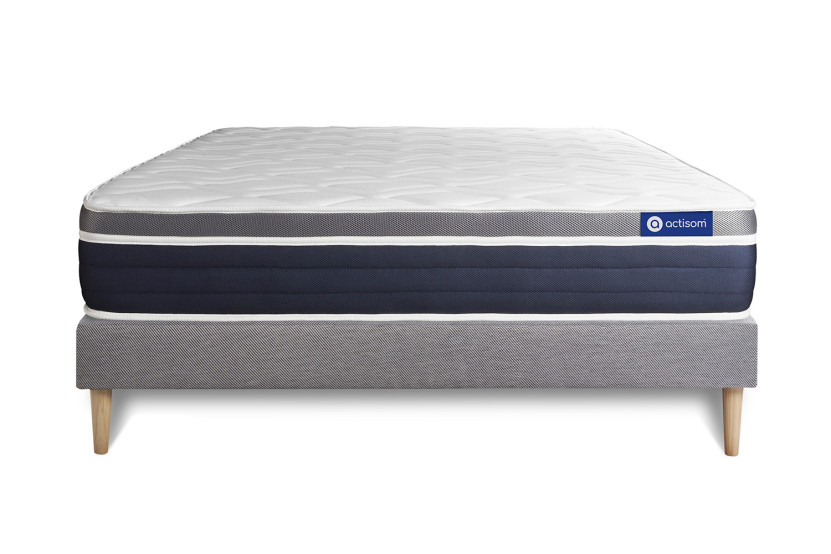 Ensemble Matelas Sommier 160x220 cm - Sommier Gris (en kit) - Actilatex Confort