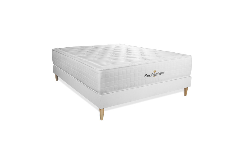 Ensemble Matelas Sommier 130x190 cm - Sommier Blanc (en kit) - Buckingham