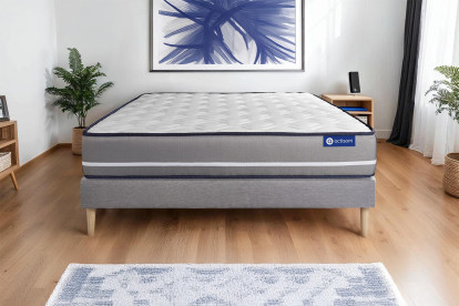 Ensemble Matelas Sommier 120x195 cm - Sommier Gris (en kit) - Actilatex Pur