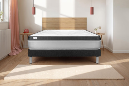 Ensemble Matelas Sommier 150x200 cm - Sommier Noir (en kit) - Vital Ergo