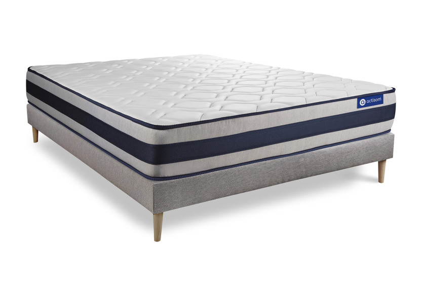 Ensemble Matelas Sommier 130x220 cm - Sommier Gris (en kit) - Actiflex Ergo