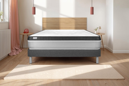 Ensemble Matelas Sommier 140x220 cm - Sommier Gris (en kit) - Vital Ergo
