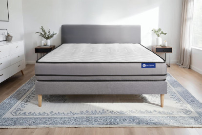 Ensemble Matelas Sommier 130x210 cm - Sommier Gris (en kit) - Actilatex Night