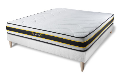 Ensemble Matelas Sommier 135x200 cm - Sommier Blanc (en kit) - Flexy