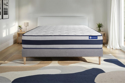 Ensemble Matelas Sommier 120x195 cm - Sommier Gris (en kit) - Actilatex Ergo