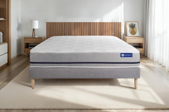 Ensemble Matelas Sommier 140x210 cm - Sommier Gris (en kit) - Actilatex Soft