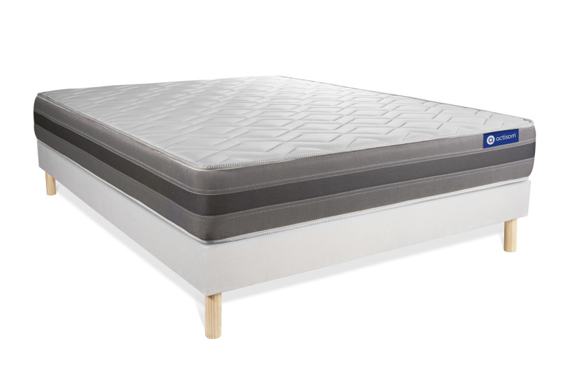 Ensemble Matelas Sommier 130x210 cm - Sommier Blanc (en kit) - Actilatex Relax