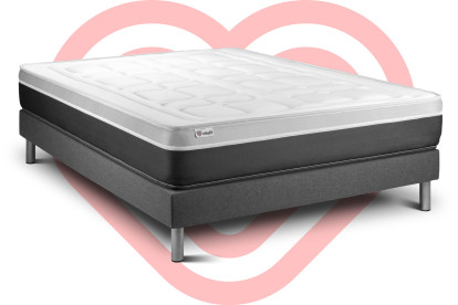 Ensemble Matelas Sommier 140x220 cm - Sommier Gris (en kit) - Vital Soft
