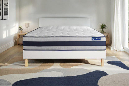 Ensemble Matelas Sommier 120x195 cm - Sommier Blanc (en kit) - Actilatex Ergo