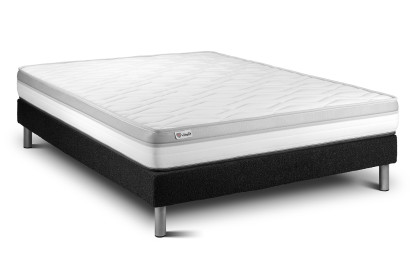 Ensemble Matelas Sommier 150x200 cm - Sommier Noir (en kit) - Vital Relax