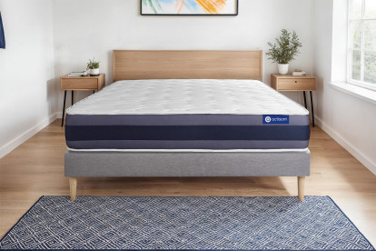 Ensemble Matelas Sommier 120x210 cm - Sommier Gris (en kit) - Actimemo Morpho