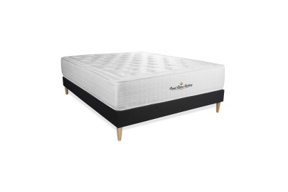 Ensemble Matelas Sommier 120x200 cm - Sommier Noir (en kit) - Buckingham