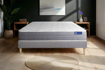 Ensemble Matelas Sommier 135x200 cm - Sommier Gris (en kit) - Actilatex Dream