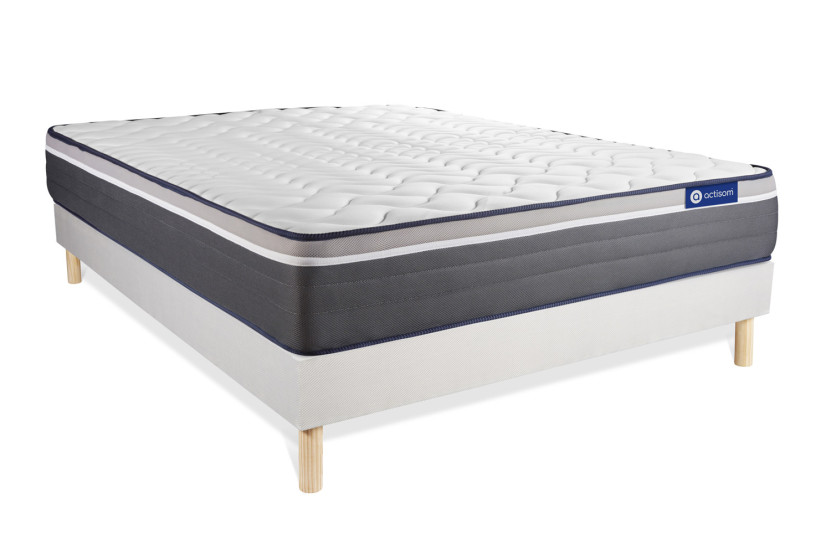 Ensemble Matelas Sommier 120x210 cm - Sommier Blanc (en kit) - Actilatex Plus