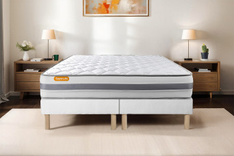 Ensemble Matelas Sommier 200x200 cm - 2 Sommiers Blanc - Memo Spring