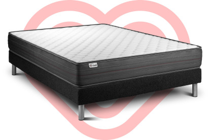 Ensemble Matelas Sommier 150x200 cm - Sommier Noir (en kit) - Vitalpower