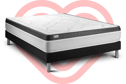 Ensemble Matelas Sommier 160x220 cm - Sommier Noir (en kit) - Vital Ergo
