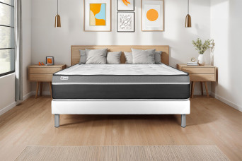 Ensemble Matelas Sommier 130x200 cm - Sommier Blanc (en kit) - Vital Care