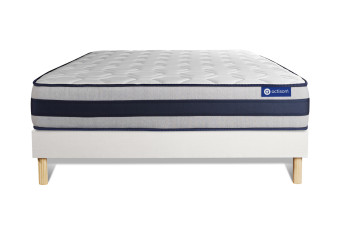 Ensemble Matelas Sommier 150x200 cm - Sommier Blanc (en kit) - Actimemo Ergo