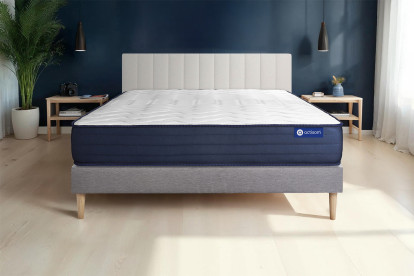Ensemble Matelas Sommier 150x190 cm - Sommier Gris (en kit) - Actimemo Life