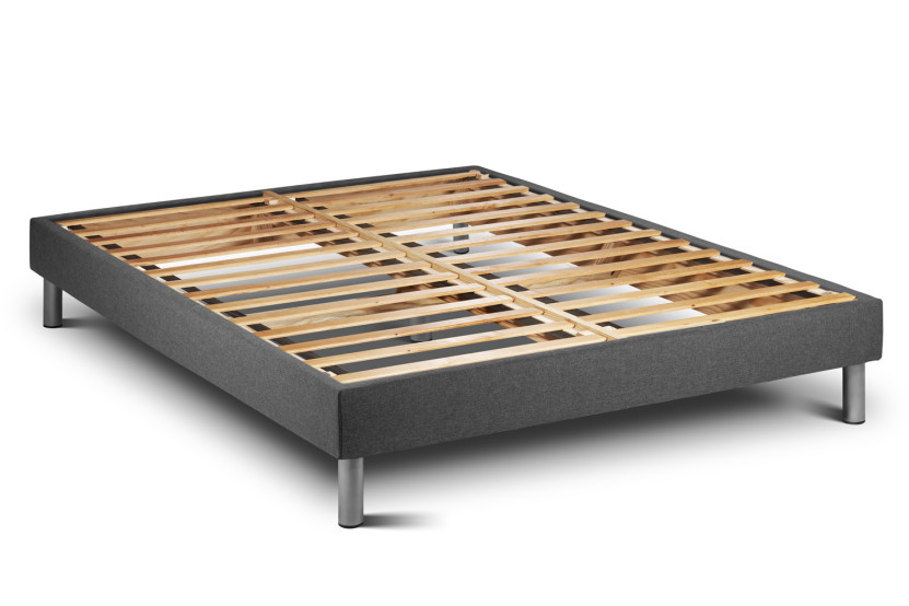 Ensemble Matelas Sommier 150x190 cm - Sommier Gris (en kit) - Vital Relax