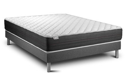 Ensemble Matelas Sommier 160x190 cm - Sommier Gris (en kit) - Vitalmemo One