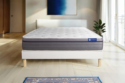 Ensemble Matelas Sommier 120x220 cm - Sommier Blanc (en kit) - Actilatex Zen